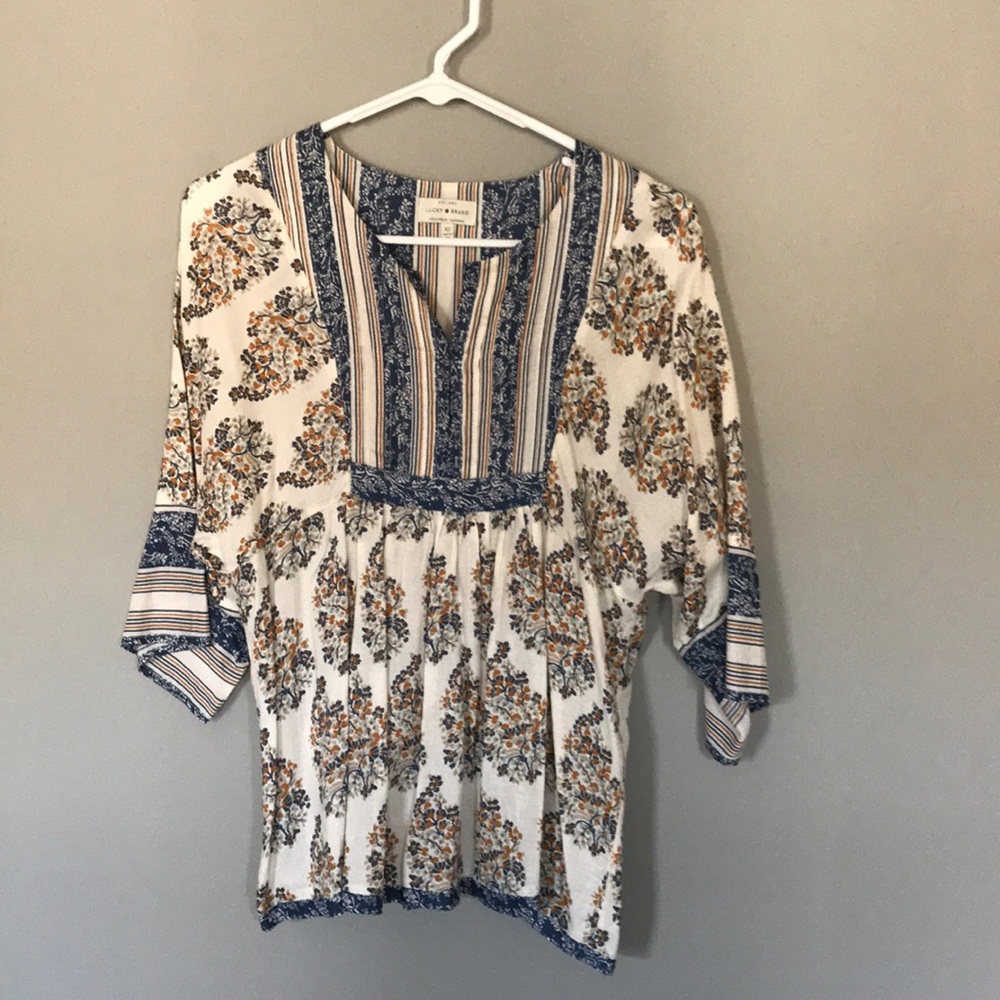 Lucky Brand flower prints babydoll top